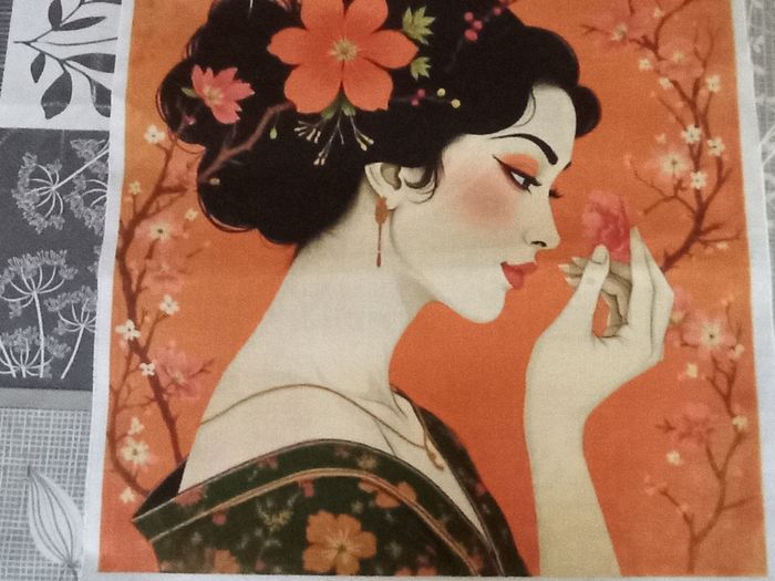 Carré tissu Geisha fleur de cerisier - photo numéro 3