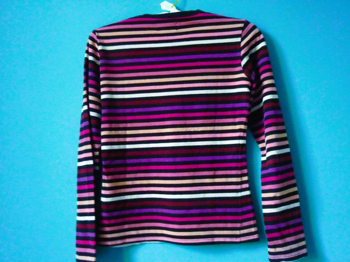 T-shirt fille Little Marcel 16 ans XS TBE rayé nuances rose violet - photo numéro 2