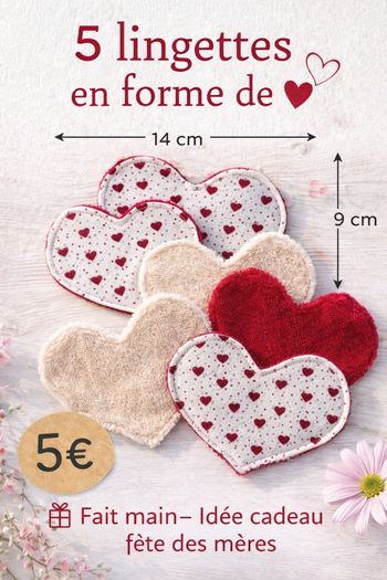 Lot de 5 lingettes coeur 