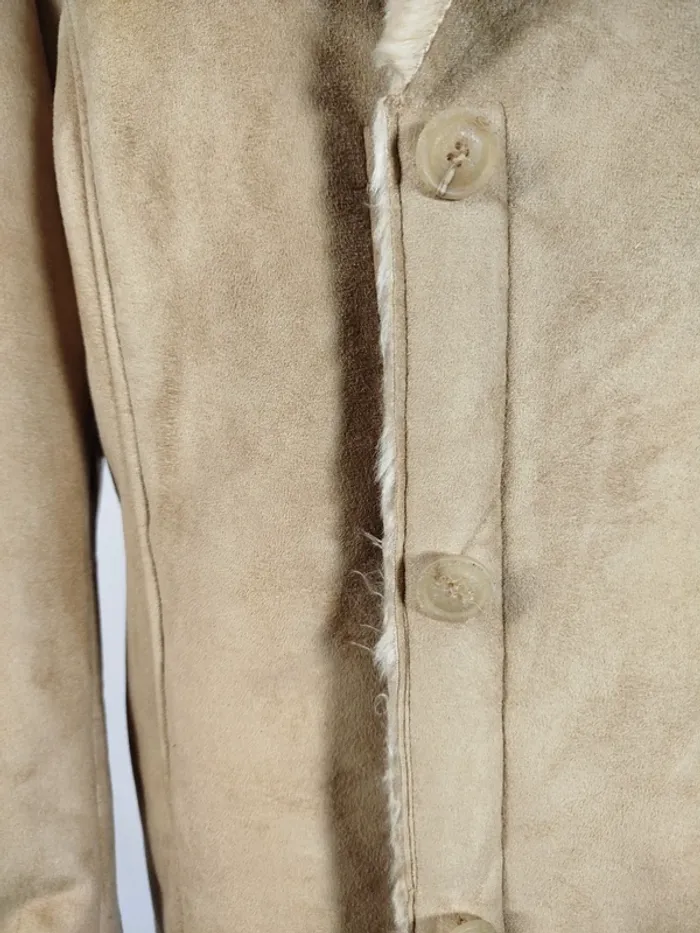 Manteau mi-long femme en fausse fourrure - Veste longue effet daim - Très chaud - Pièce Vintage A266 - photo numéro 2