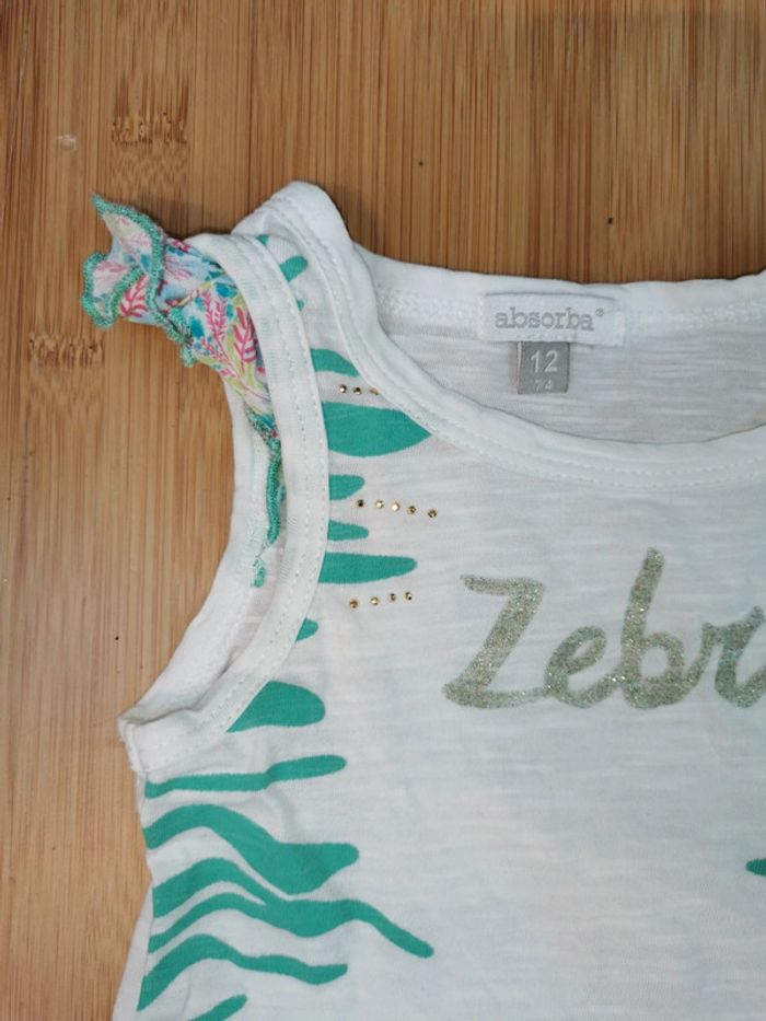 Lot 2 t shirts fille Absorba blanc/noir 100% coton - photo numéro 3