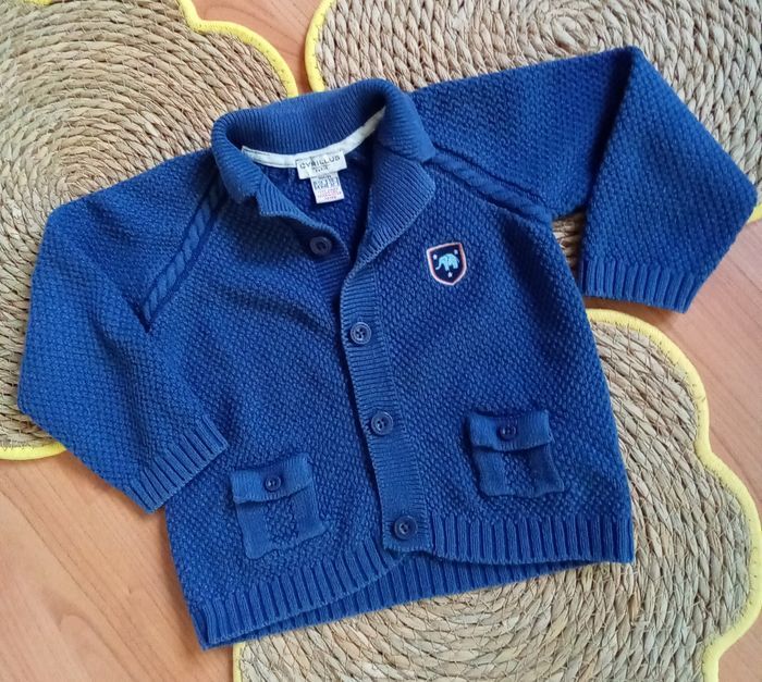 Gilet en laine bleue avec col Cyrillus