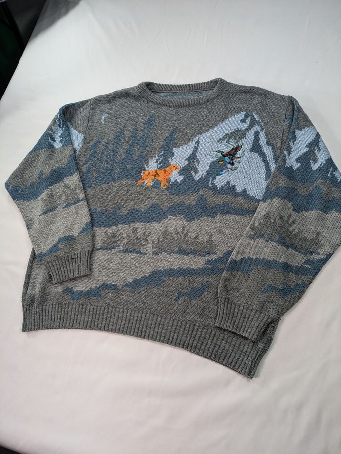 Pull vintage thème chasse taille L - photo numéro 2