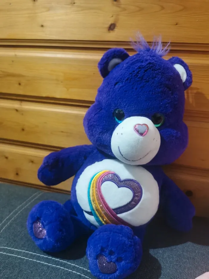 Bisounours violet cœur.