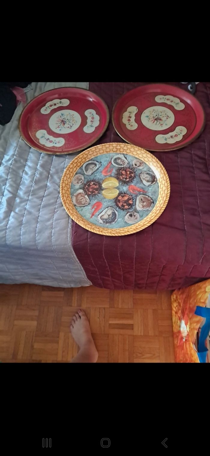 Lot de 3 plateaux métalliques - photo numéro 2