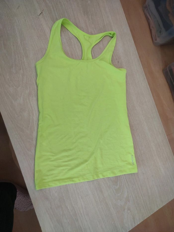 Débardeur sport jaune fluo 14/16 ans