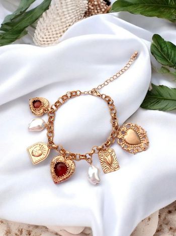 Bracelet avec charm's - style vintage - tendance acier inoxydable