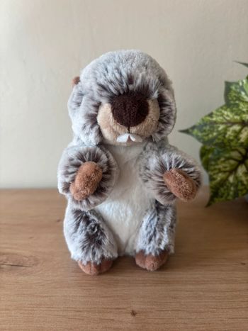 Neuf doudou marmotte gris blanc marron créations Dani