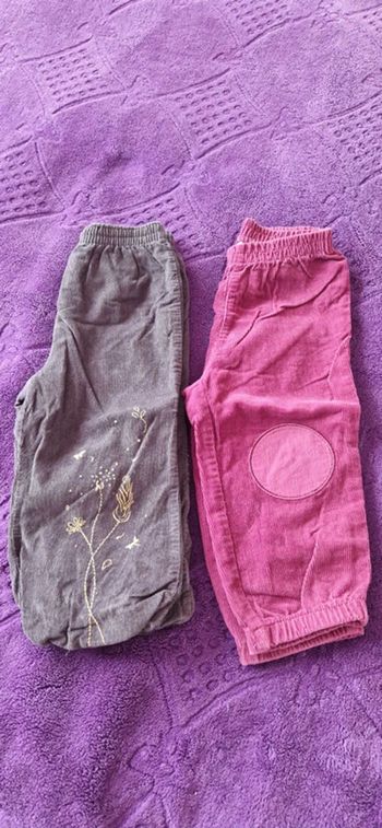 Lot de 2 pantalons épais fille 18 mois