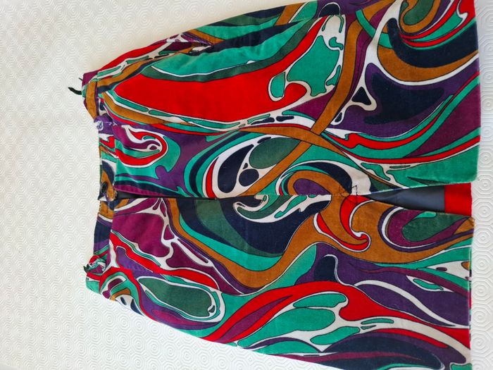Jupe vintage en velours multicolore T 36 - photo numéro 3