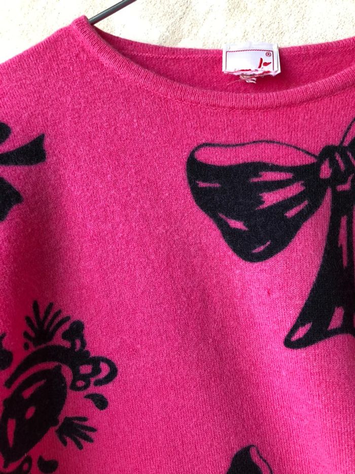 Joli pull rose à motifs vintage M - photo numéro 6