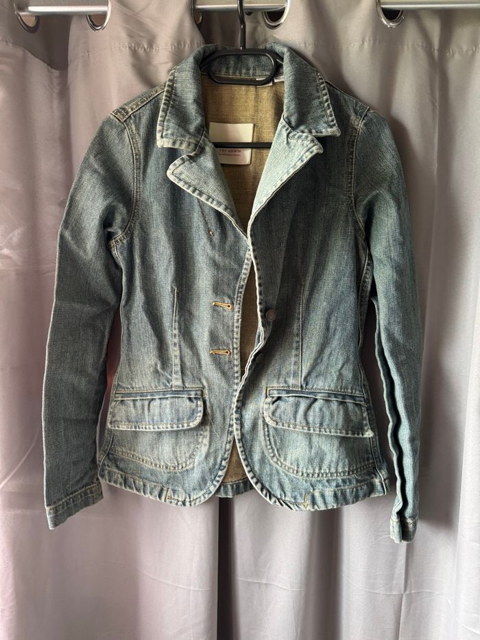 Veste en jean vert cintrée