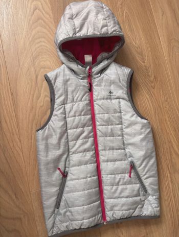 Doudoune sans manche gris argenté et rose quechua 10 ans