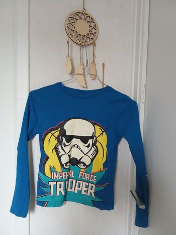 Pull manche longue garçon 7-8  ans star wars motif, bleu jaune, blanc