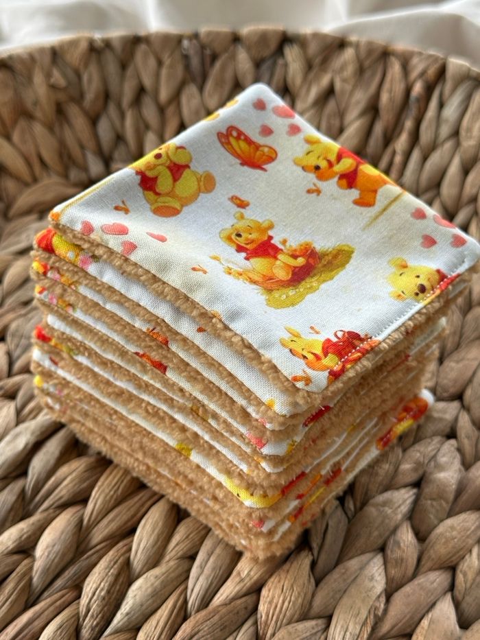 Lingettes lavables Winnie l’ourson lot de 10 en éponge bambou - photo numéro 4