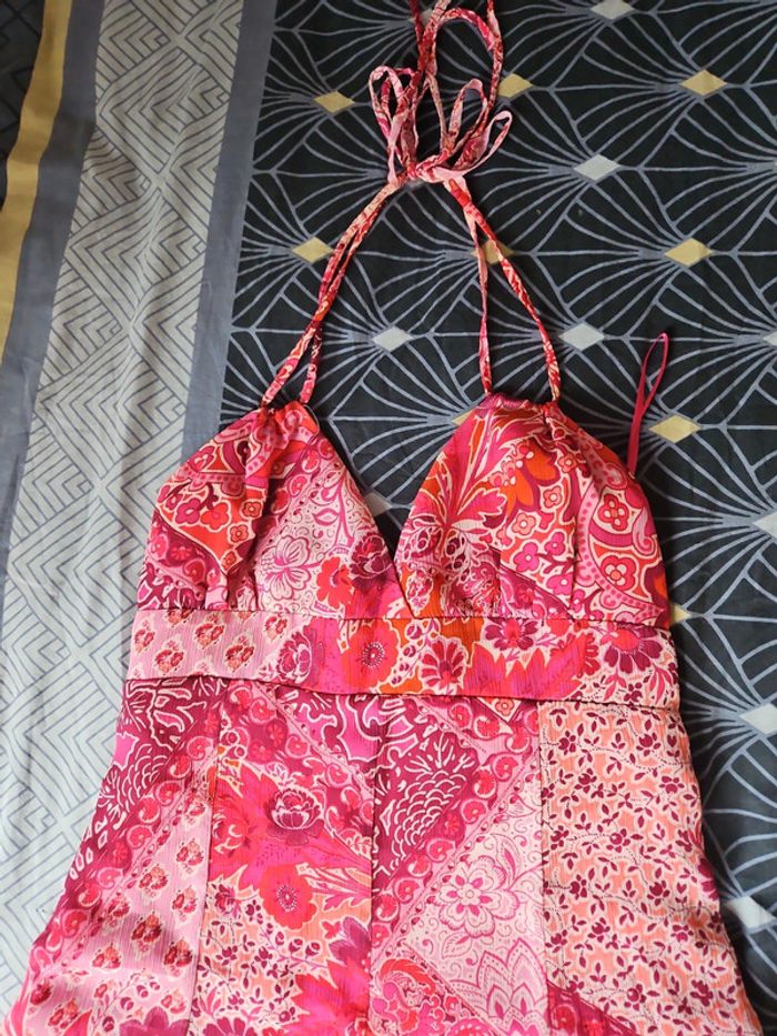 Superbe robe fleurie fushia 38 camaieu - photo numéro 2