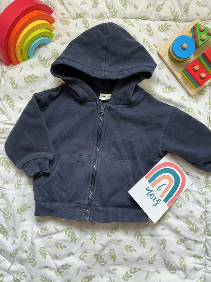 gilet zippé à capuche marine 6 mois tape à l'oeil - photo numéro 2
