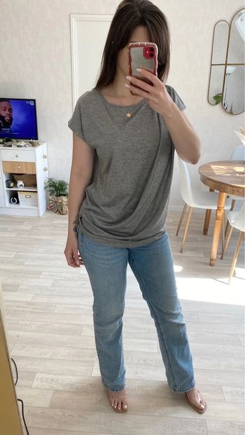 T shirt gris chiné asymétrique