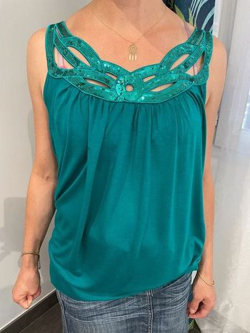 debardeur pailleté vert