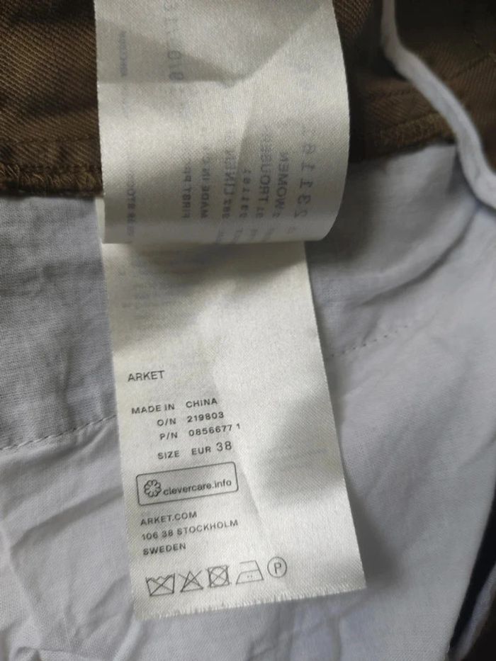Pantalon large taille haute et ceinture à nouer kaki lin taille 38 Arket - photo numéro 9