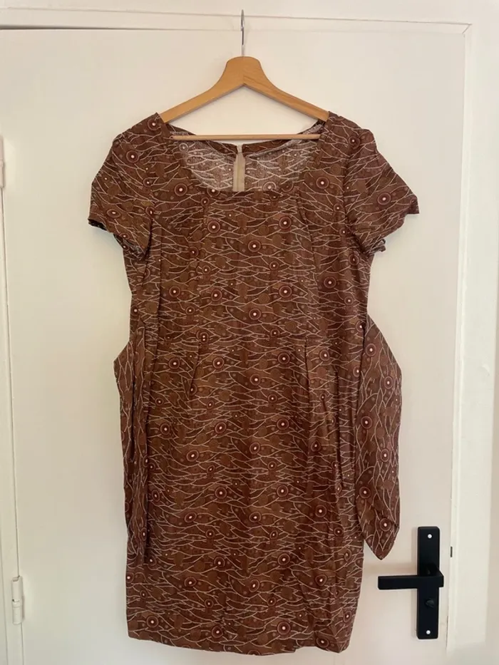 Robe midi marron L fait main - photo numéro 2