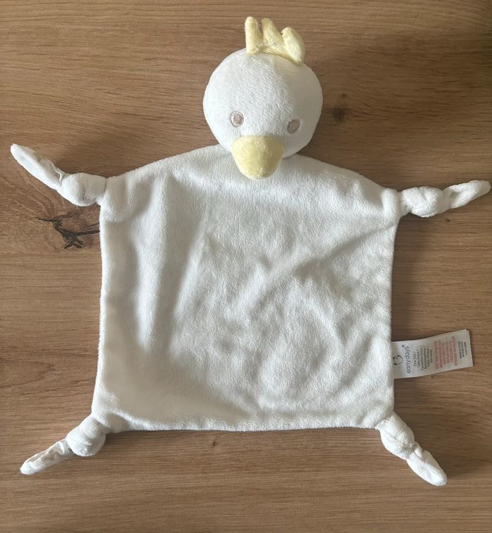 Doudou plat poussin canard blanc jaune 4 noeuds early days primark - photo numéro 2