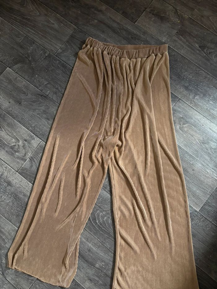 Pantalon fluide femme taupe cotelé XL