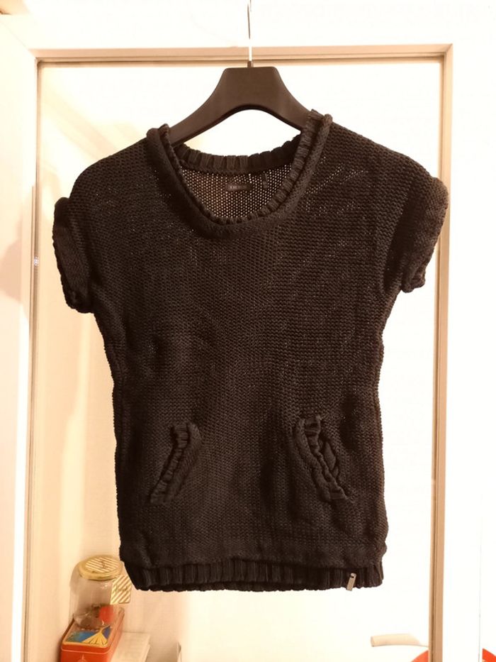 Pull noir à manches courtes ikks