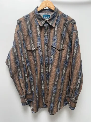 Wrangler vintage shirt brown Mens Size XXL