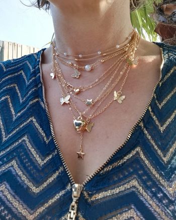 A42 lot de 10 collier chaîne doré or tendance réglable