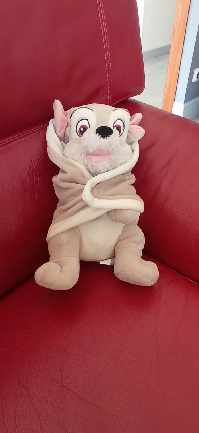 Doudou peluche Disney chien clochard avec couverture - photo numéro 2