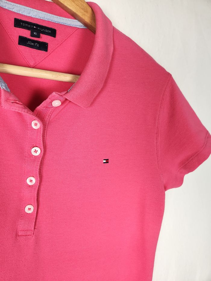 Polo Tommy Hilfiger Femme Rose Manches Courtes - Taille XL (Slim Fit) - photo numéro 2