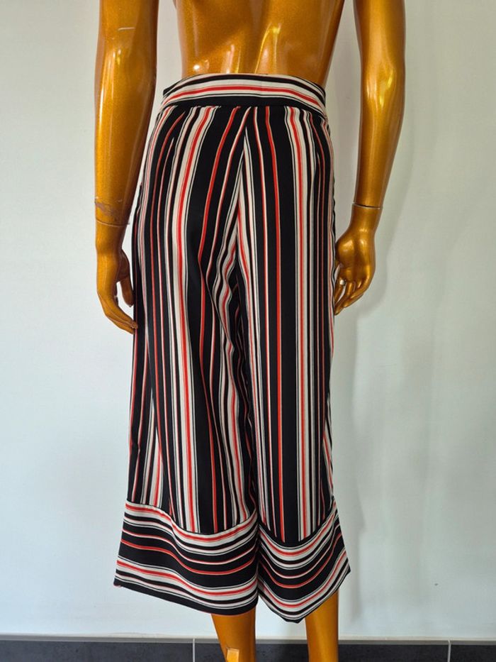 Pantalon Court Large A Rayures Noir Femme Taille L/40 - photo numéro 2