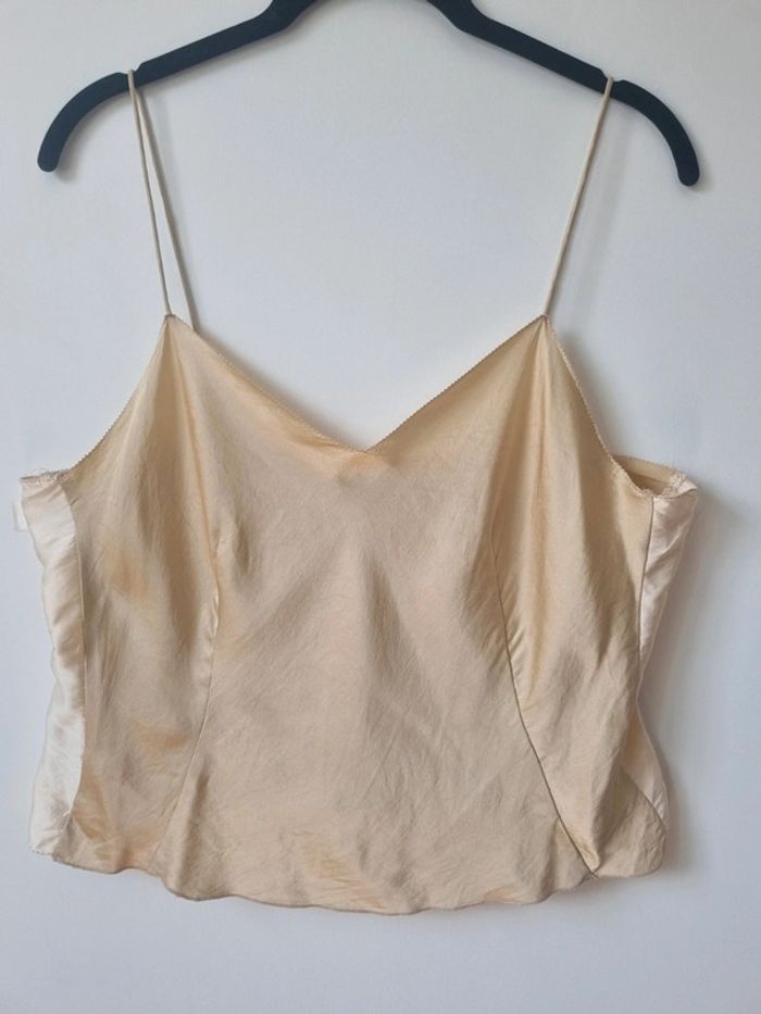Top 100 % soie doré vintage - photo numéro 19