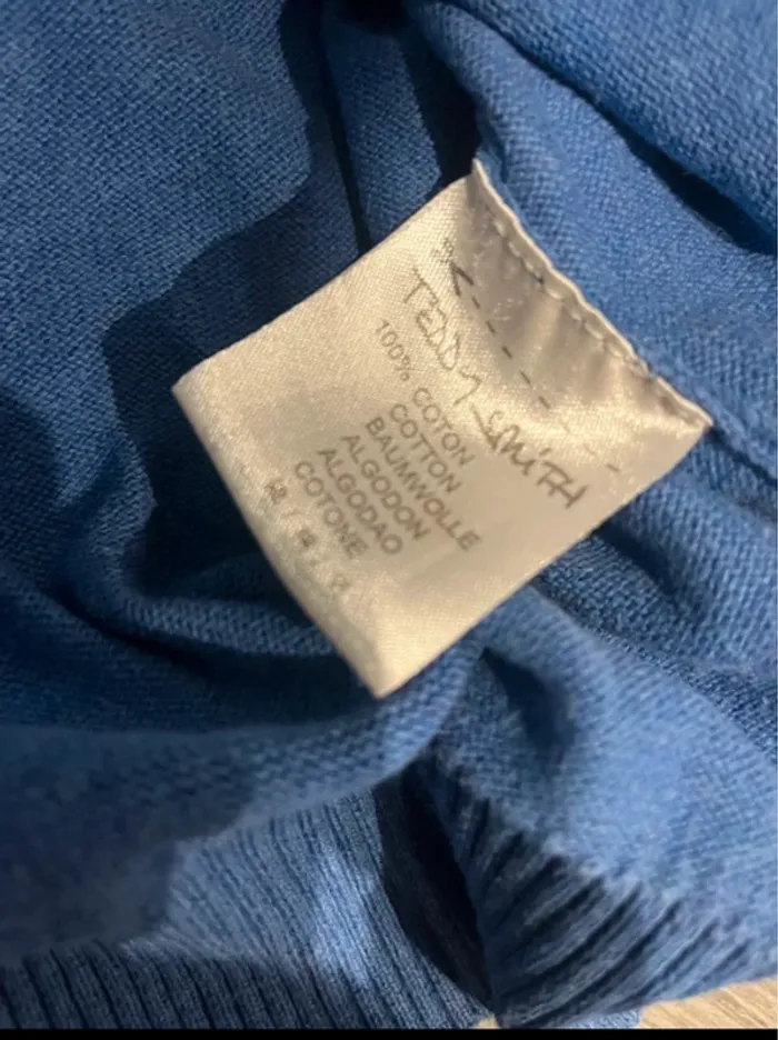 Pull léger bleu col V Teddy Smith taille M - photo numéro 4