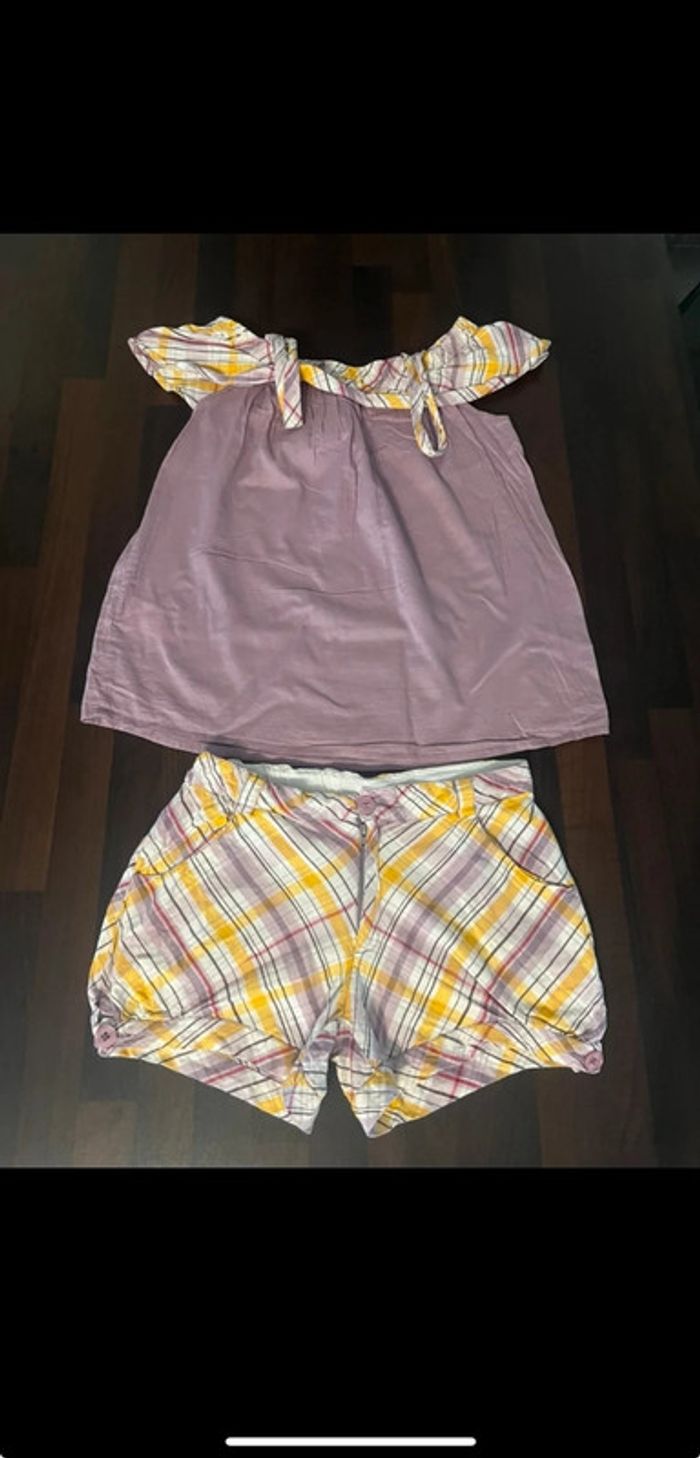 Ensemble short petit haut taille 10 ans vertbaudet parfait état 100% coton