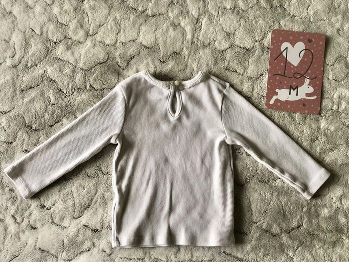 Tee shirt manches longues blanc 12 mois Kiabi - photo numéro 2