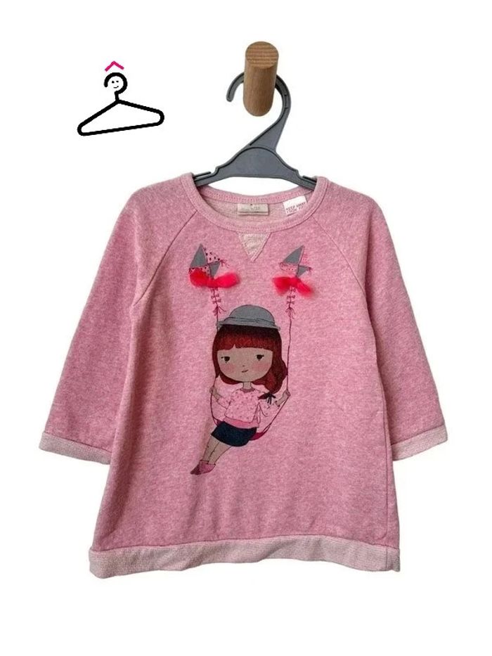 Robe rose à manches longues - Zara 9-12 mois (78cm)