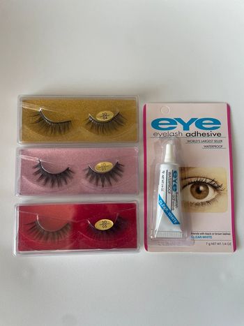 3x paires de faux cils + 1x colle