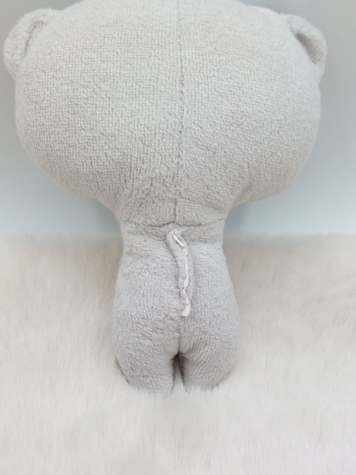 Petite peluche doudou semi plat ours gris blanc PAT et RIPATON La Halle 14 cm - photo numéro 3