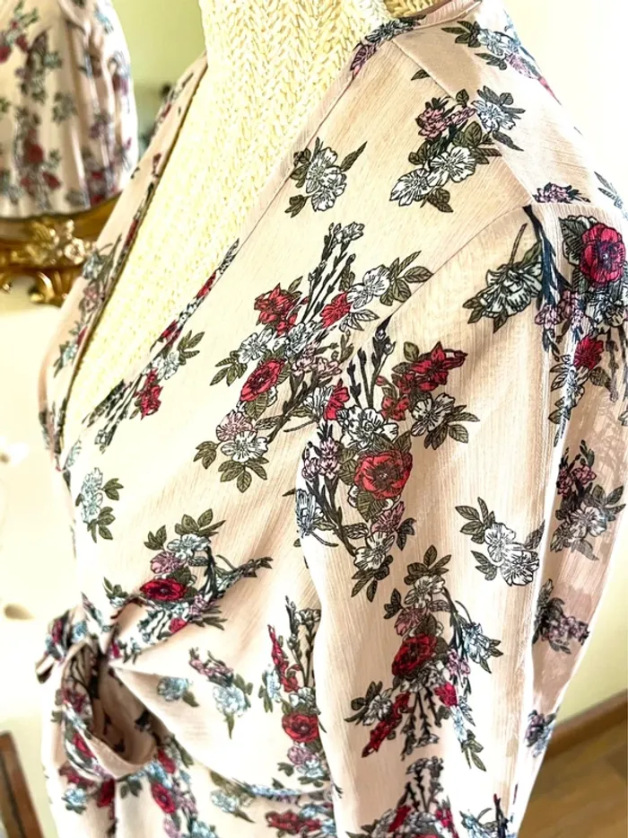 Sublime blouse chemise fluide chic fluide Haut Transparent Floral - photo numéro 17