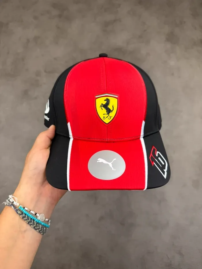 Casquette Puma Ferrari Charles Leclerc 16 Noir et Rouge Neuve - photo numéro 2
