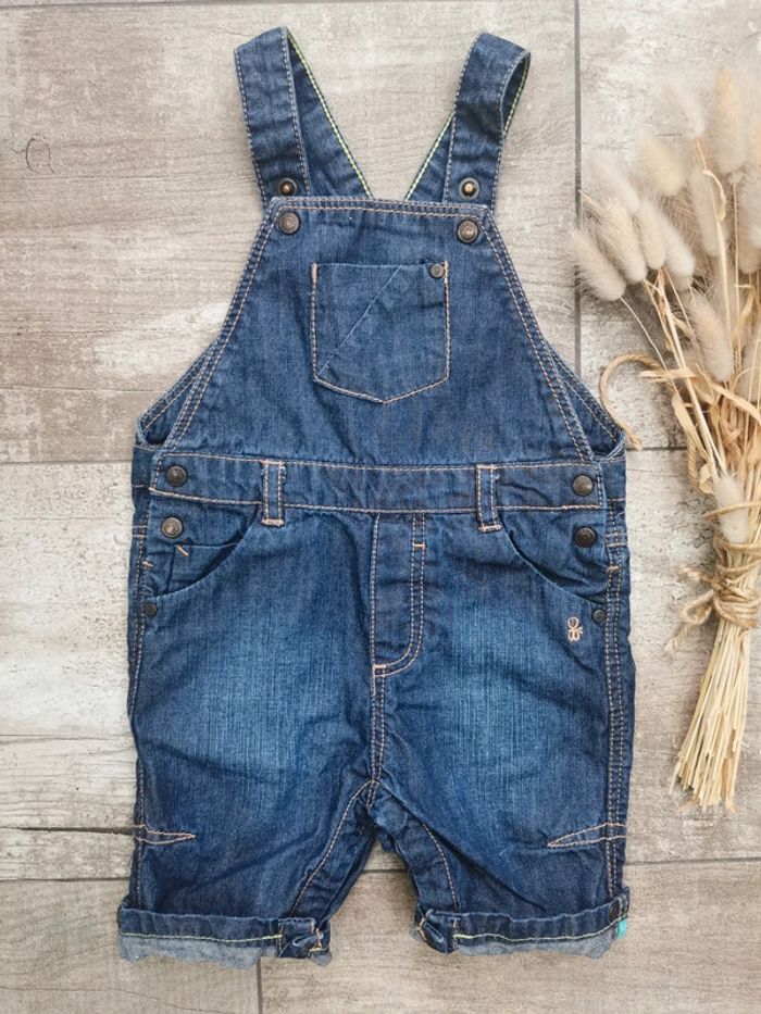 🌺Salopette short Obaibi 6mois jean denim bleu foncé