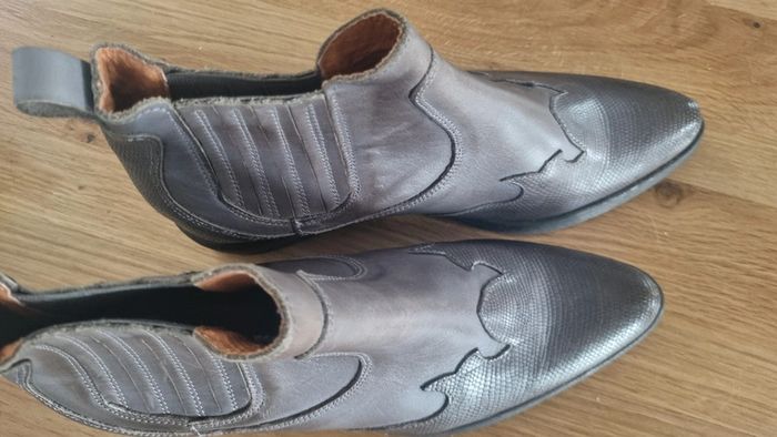 Boots neuves cuir 40 unisexe femme homme gris cuir superbe - photo numéro 2