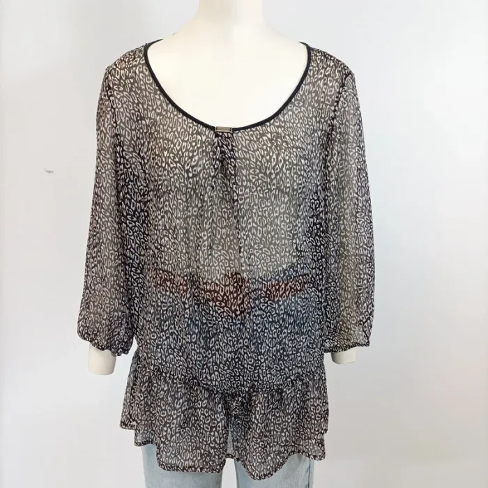 Blouse manches longues Leopard transparente - Jacqueline Riu T46 Ouverte goutte au dos A1534