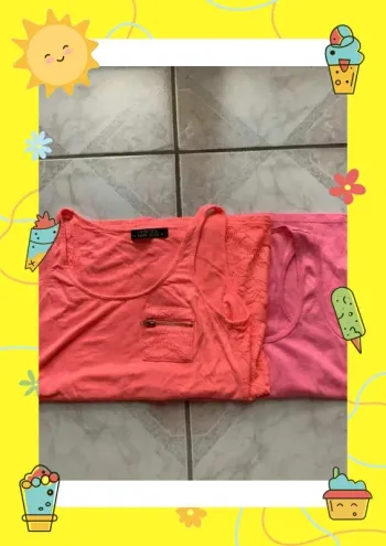 Lot débardeurs rose corail Cache Cache XS 34