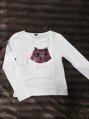 T shirt manches longues tête de chat
