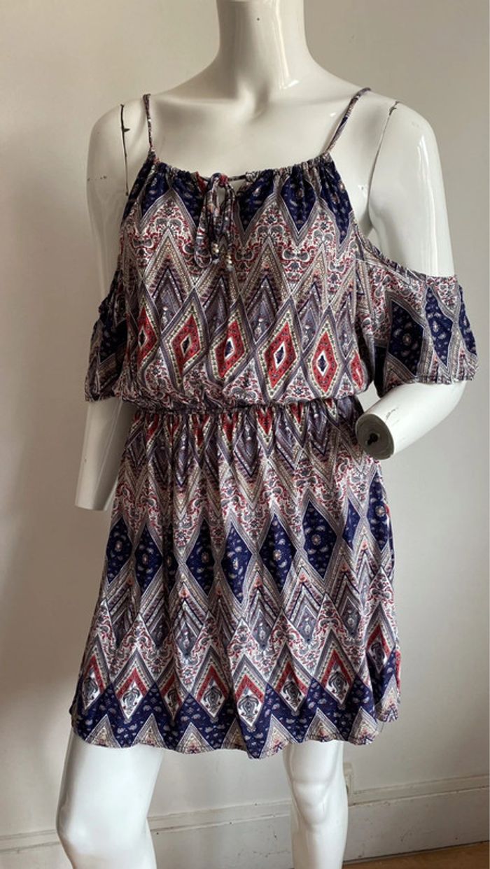 Robe à motifs bleu rouge boheme taille S/M
