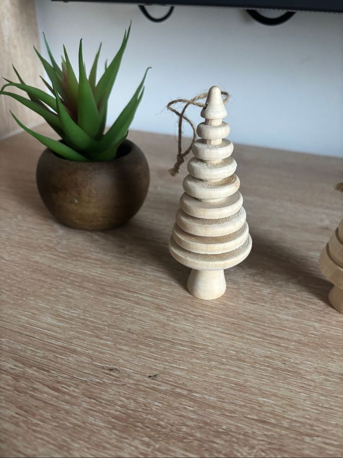 Lot 2 décoration en bois sapin cultura - photo numéro 2