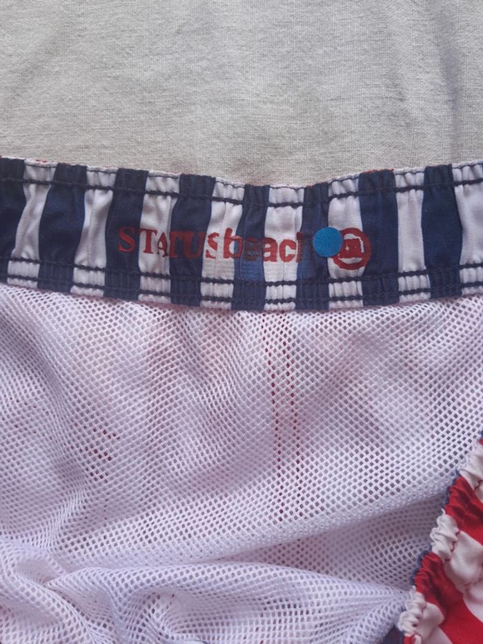 Short de bain rayé rouge status beach - photo numéro 3